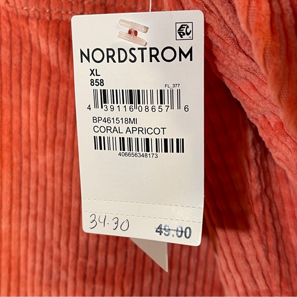BP Nordstrom Corduroy Shacket Shirt Jacket Coral Apricot Size XL - Picture 4 of 6